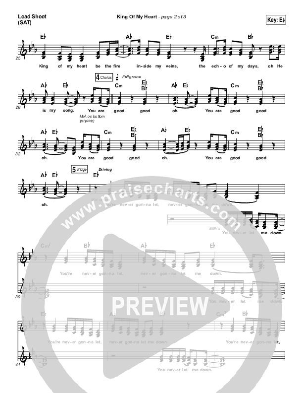 King Of My Heart Lead Sheet (SAT) (Kutless)