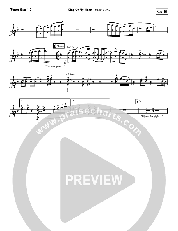 King Of My Heart Tenor Sax 1/2 (Kutless)