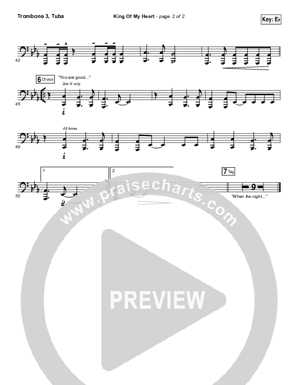 King Of My Heart Trombone 3/Tuba (Kutless)