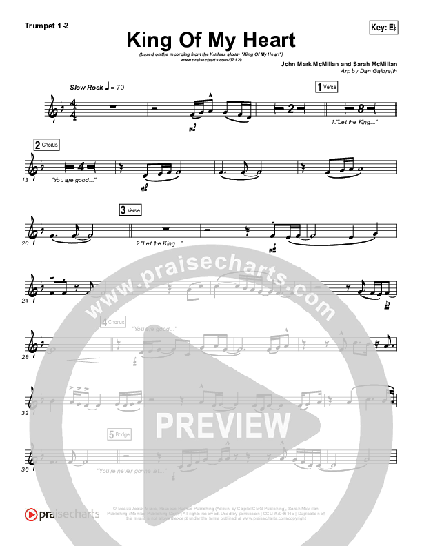 King Of My Heart Trumpet 1,2 (Kutless)