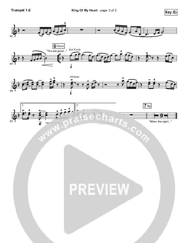 King Of My Heart Trumpet 1,2 (Kutless)