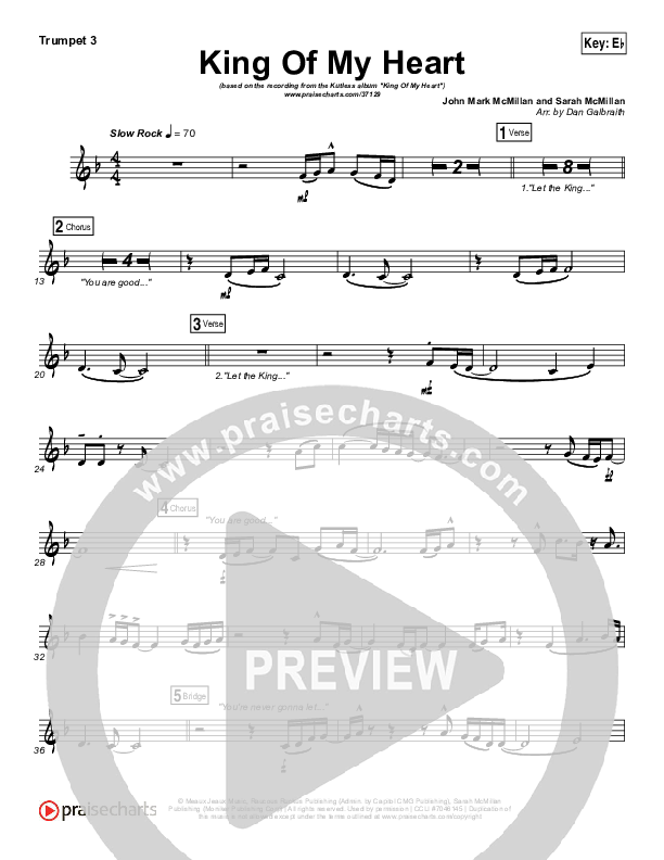 King Of My Heart Trumpet 3 (Kutless)