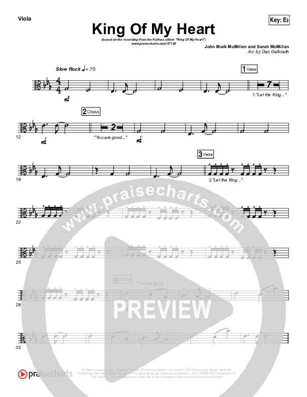 King Of My Heart Viola (Kutless)