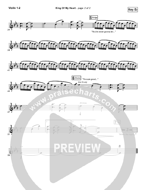 King Of My Heart Violin 1/2 (Kutless)