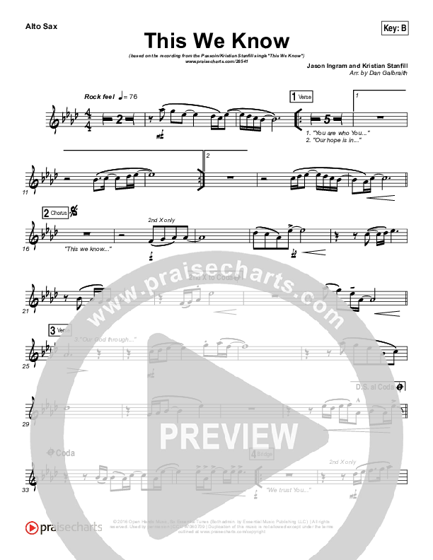 This We Know Alto Sax (Passion / Kristian Stanfill)