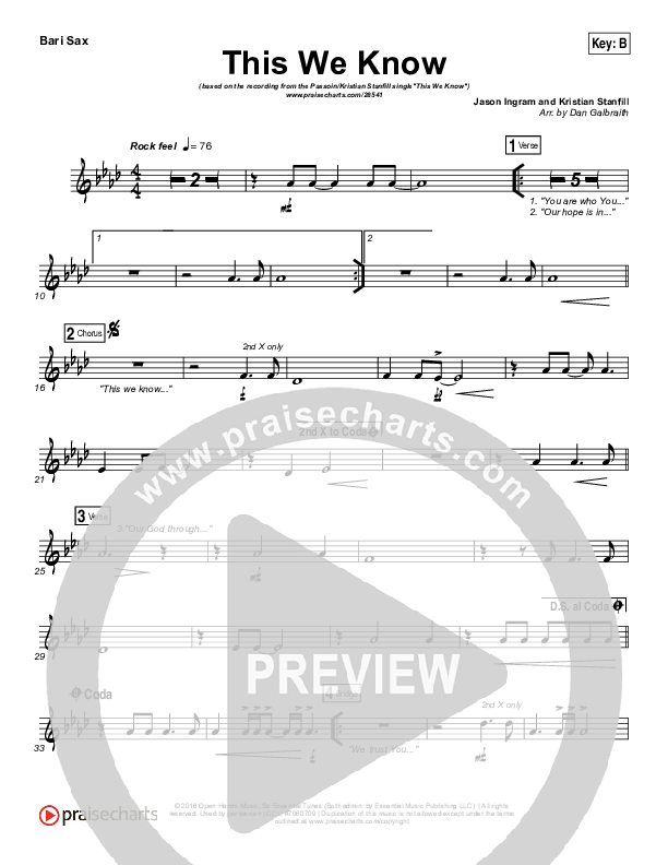 This We Know Bari Sax (Passion / Kristian Stanfill)