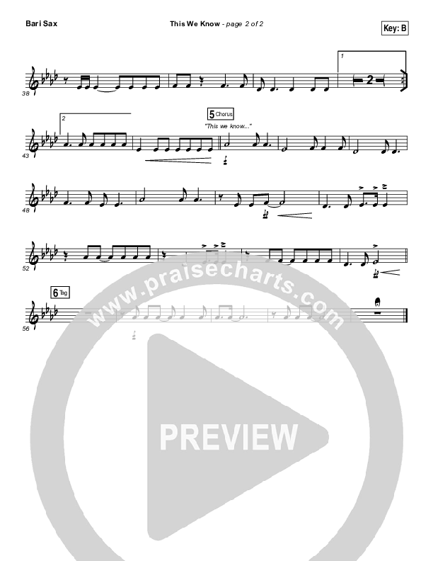 This We Know Bari Sax (Passion / Kristian Stanfill)