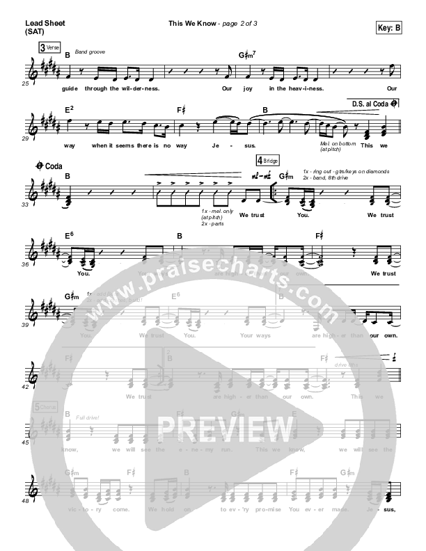 This We Know Lead Sheet (SAT) (Passion / Kristian Stanfill)