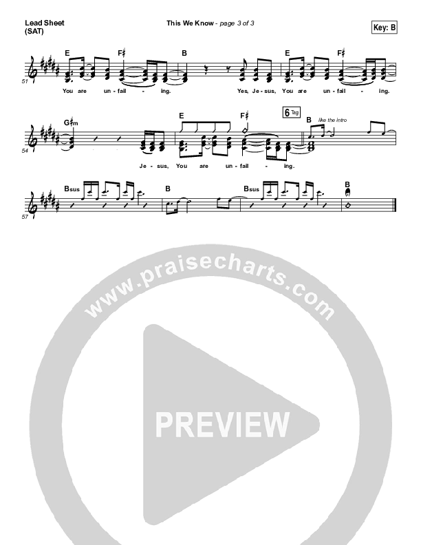 This We Know Lead Sheet (SAT) (Passion / Kristian Stanfill)