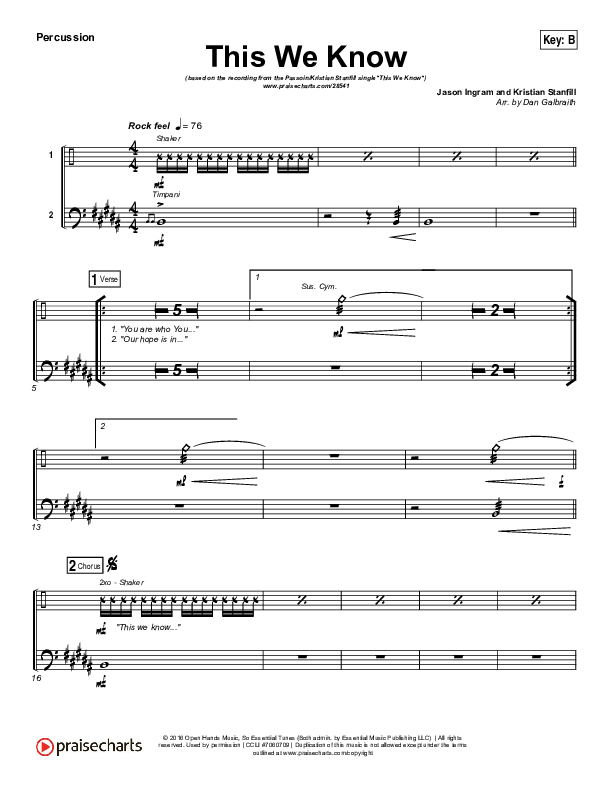 This We Know Percussion (Passion / Kristian Stanfill)