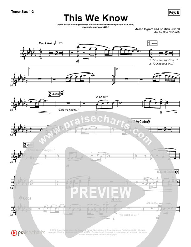 This We Know Tenor Sax 1/2 (Passion / Kristian Stanfill)