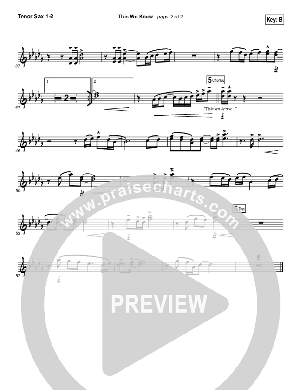 This We Know Tenor Sax 1/2 (Passion / Kristian Stanfill)