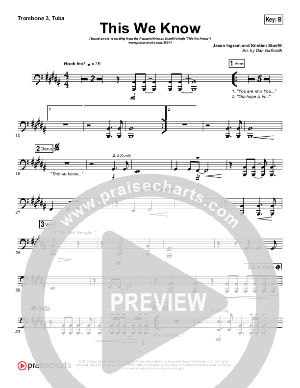 This We Know Trombone 3/Tuba (Passion / Kristian Stanfill)