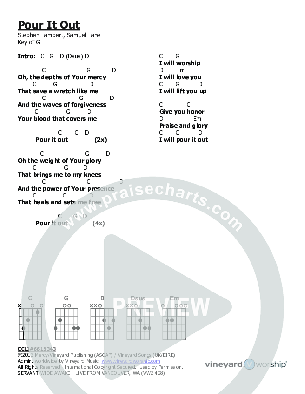 Pour It Out Break Every Chain (Medley) Chords PDF (Vineyard UK / Samuel