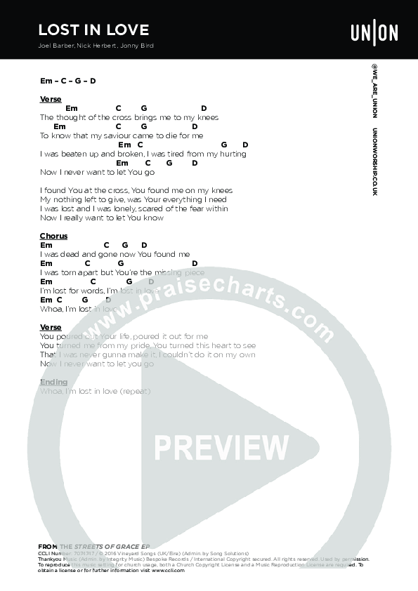 Lost In Love Chords & Lyrics (Joel Barber)