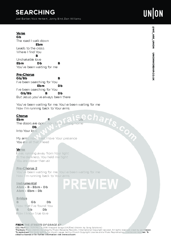 Searching Chords & Lyrics (Joel Barber)