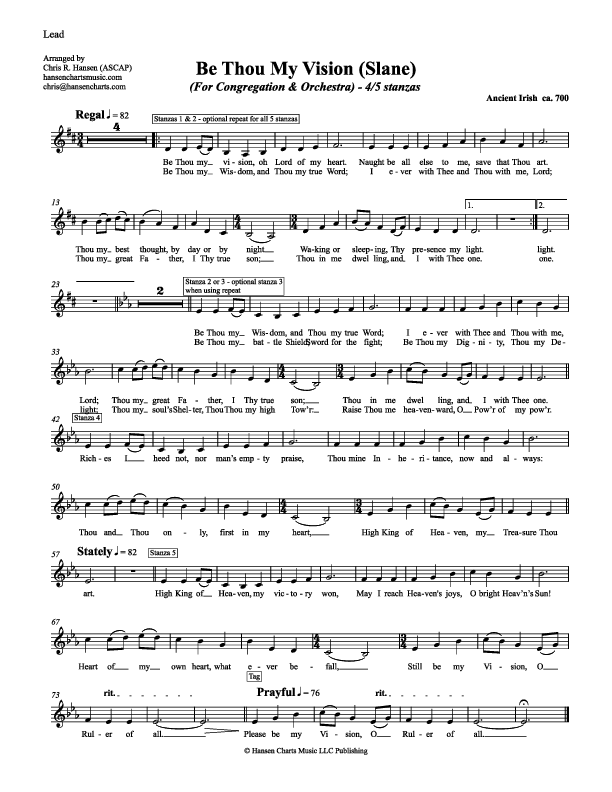 Be Thou My Vision Lead Sheet (Chris Hansen)