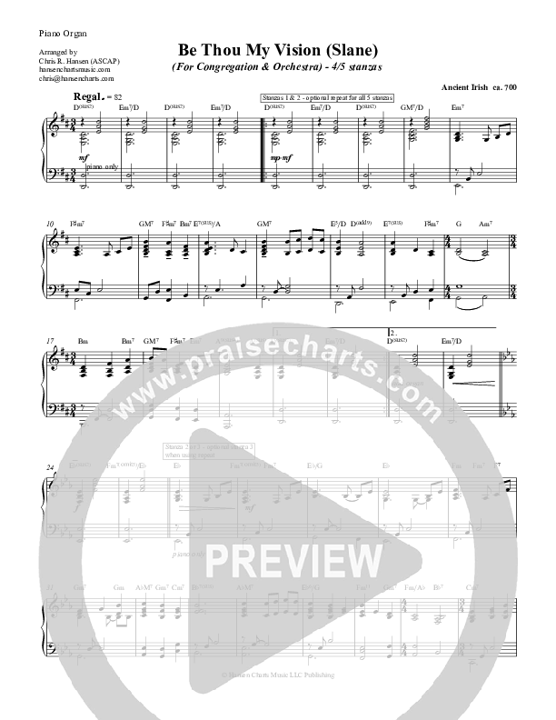 Be Thou My Vision Piano Sheet (Chris Hansen)