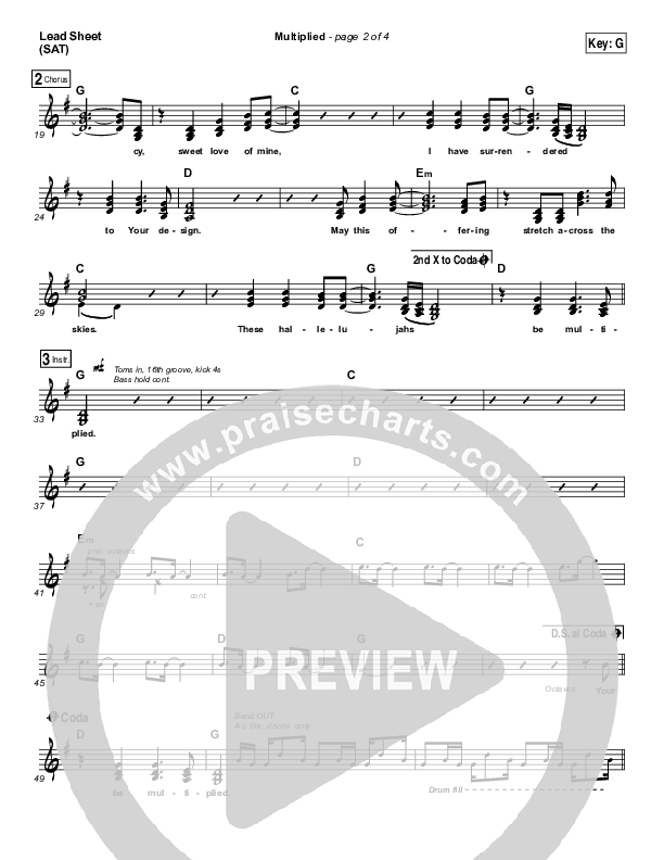 Multiplied Lead Sheet (Print Only) (Needtobreathe)