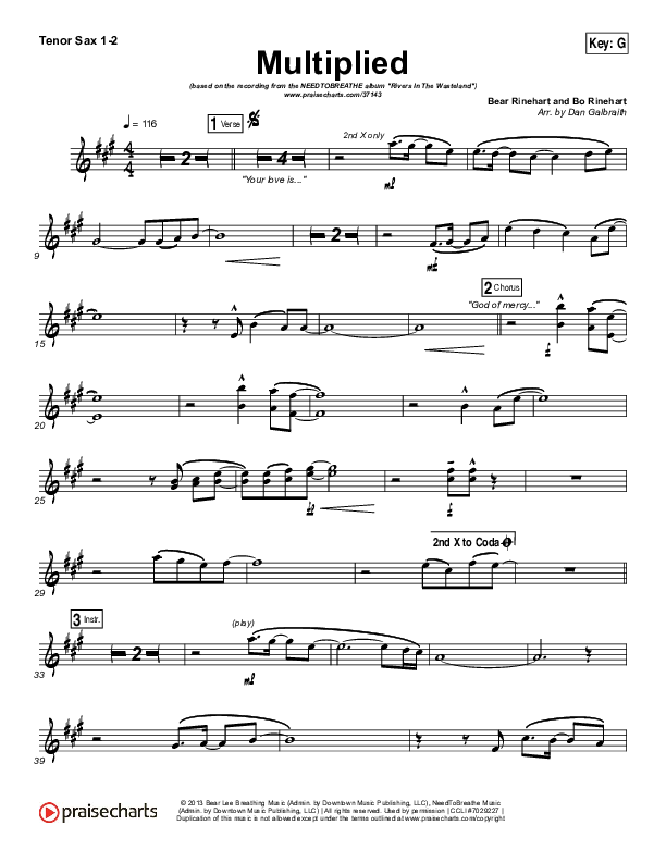 Multiplied Tenor Sax 1/2 (Needtobreathe)