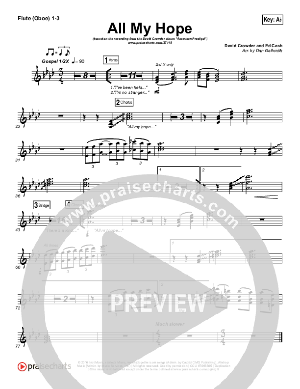 All My Hope Flute/Oboe 1/2/3 (David Crowder)