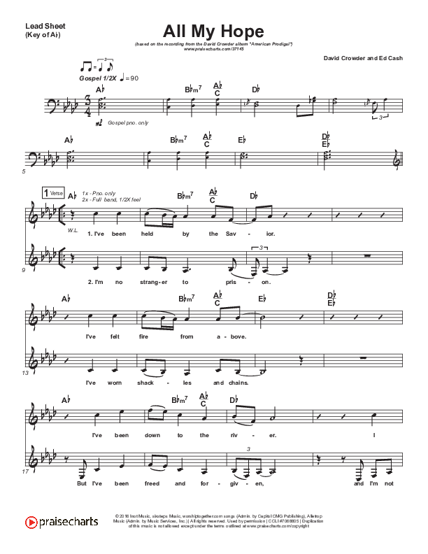 All My Hope Lead Sheet (Melody) (David Crowder)