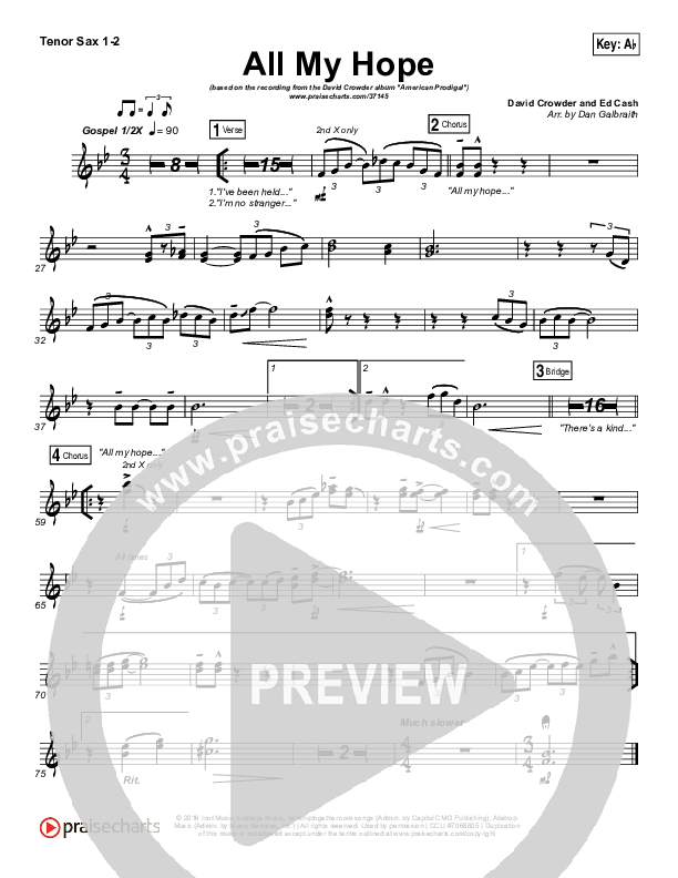 All My Hope Tenor Sax 1/2 (David Crowder)