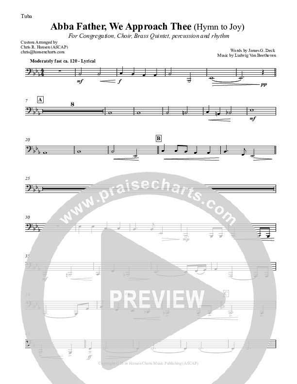 Abba Father We Approach Thee (Hymn to Joy) Tuba (Chris Hansen)