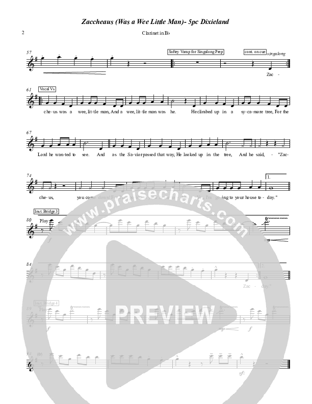 Zaccheaus (Was a Wee Little Man) Clarinet (Chris Hansen)