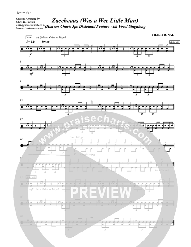 Zaccheaus (Was a Wee Little Man) Drum Set (Chris Hansen)