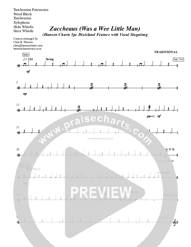 Zaccheaus (Was a Wee Little Man) Percussion (Chris Hansen)