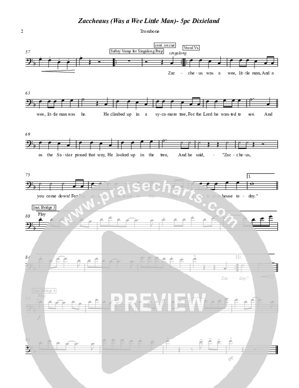 Zaccheaus (Was a Wee Little Man) Trombone (Chris Hansen)