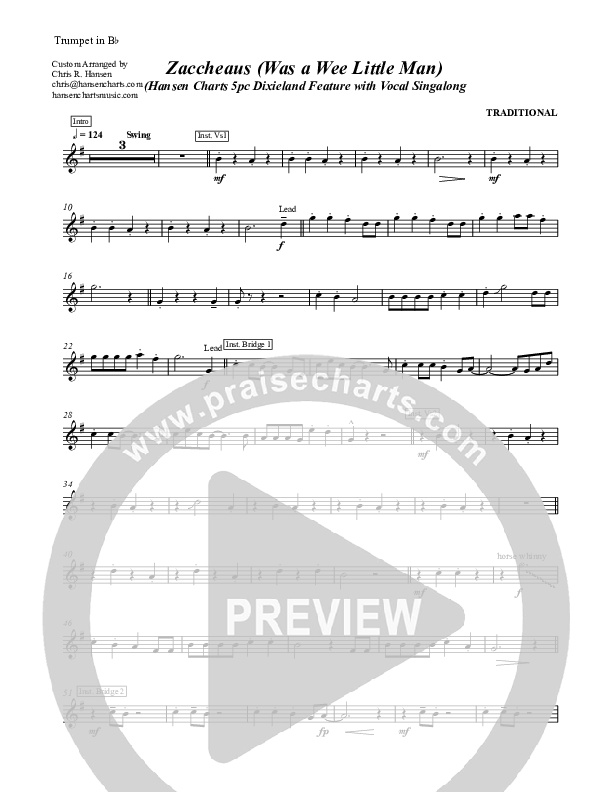 Zaccheaus (Was a Wee Little Man) Trumpet (Chris Hansen)