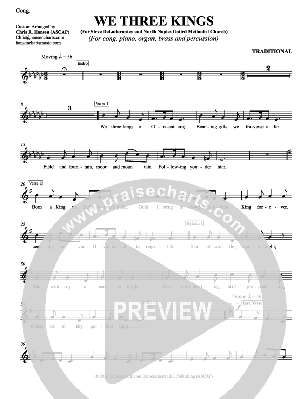 We Three Kings Lead Sheet (Chris Hansen)