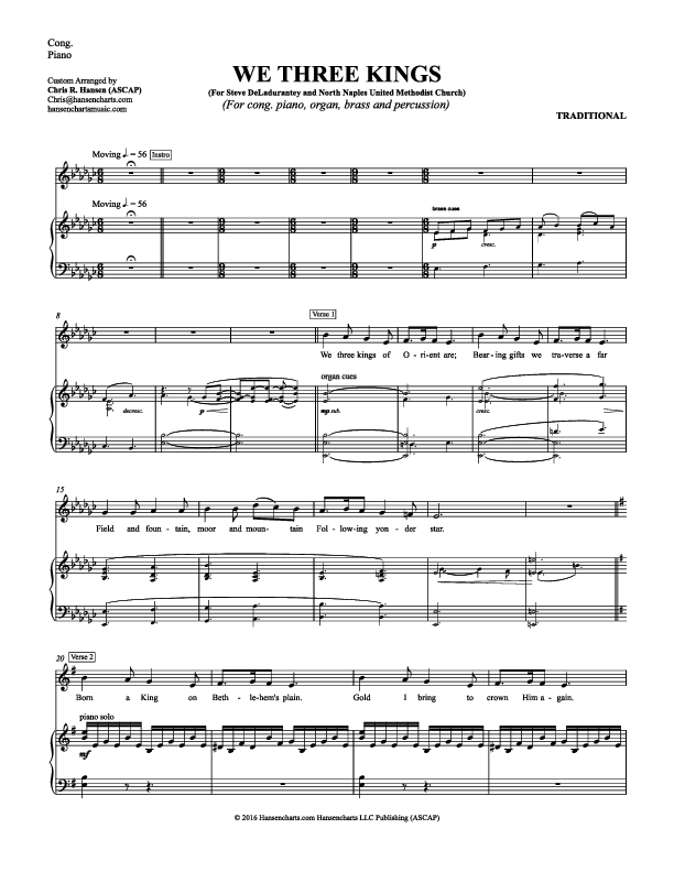 We Three Kings Piano/Vocal (Chris Hansen)