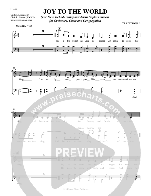 Joy To The World Choir Sheet (Chris Hansen)