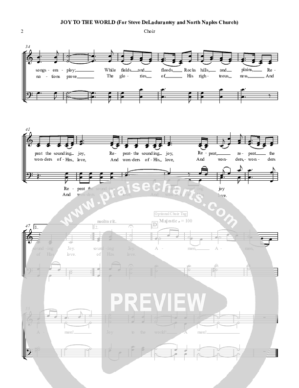 Joy To The World Choir Sheet (Chris Hansen)