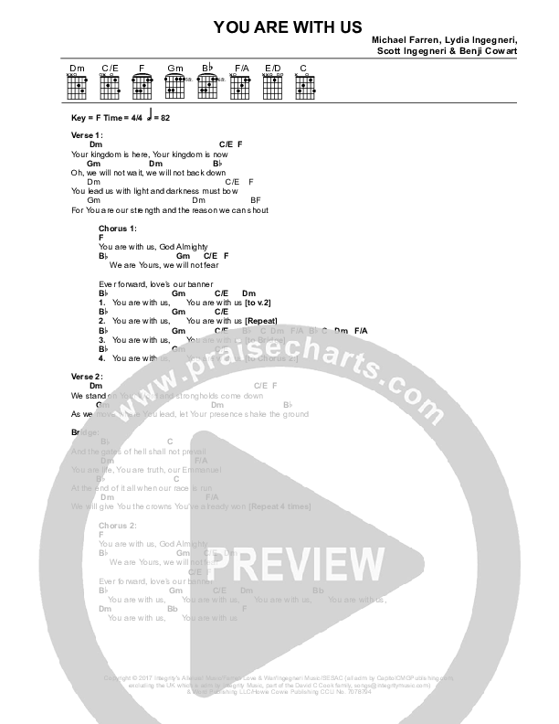 You Are With Us Chords & Lyrics (Lydia Ingegneri)