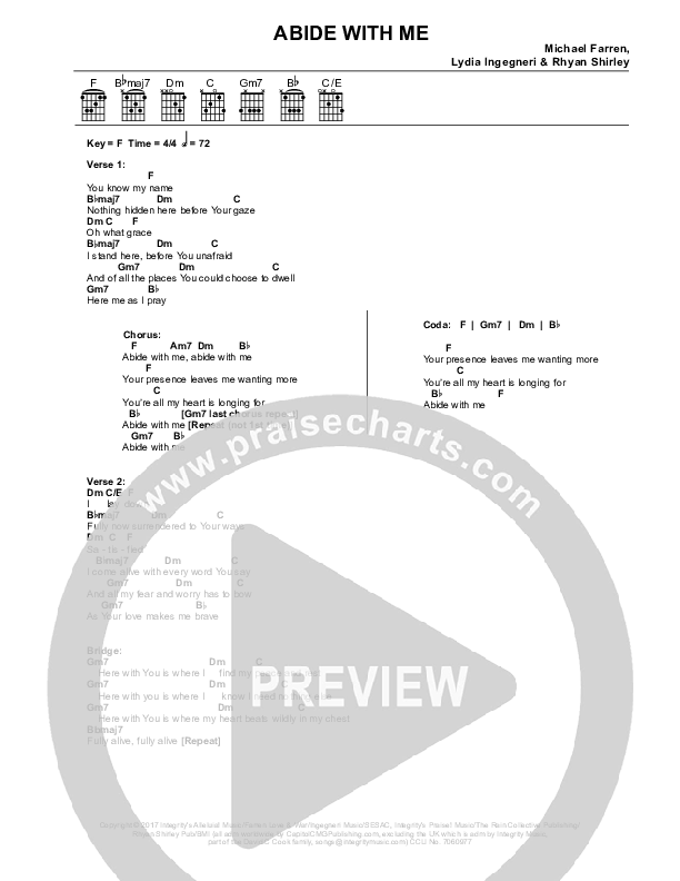 Abide With Me Chords & Lyrics (Lydia Ingegneri)