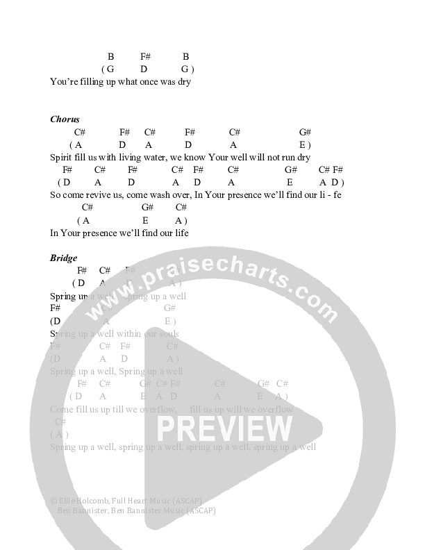 Living Water Chord Chart (Ellie Holcomb)