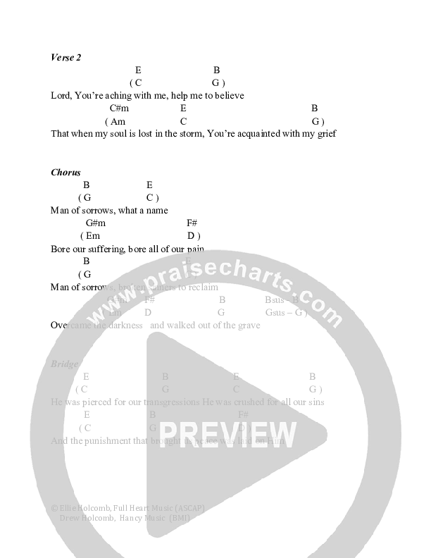 Man of Sorrows Chord Chart (Ellie Holcomb)