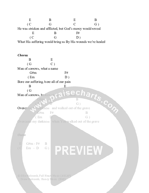 Man of Sorrows Chord Chart (Ellie Holcomb)