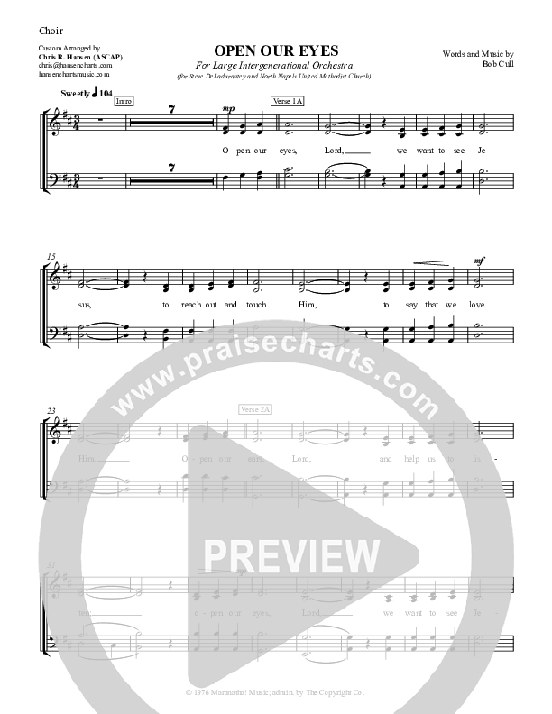 Open Our Eyes Choir Sheet (Chris Hansen)