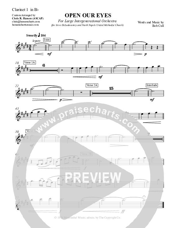 Open Our Eyes Clarinet 1/2 (Chris Hansen)