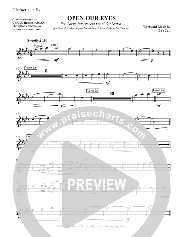 Open Our Eyes Clarinet 1/2 (Chris Hansen)