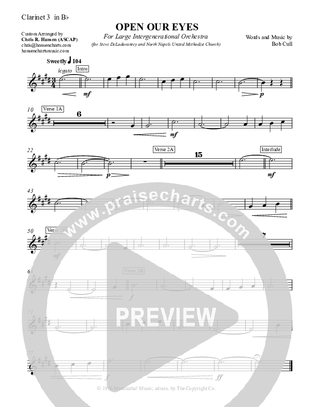 Open Our Eyes Clarinet 3 (Chris Hansen)