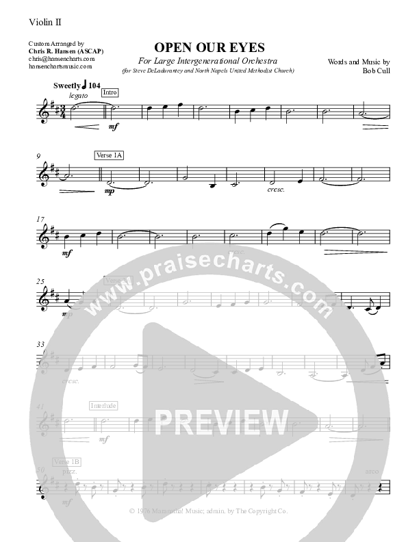 Open Our Eyes Violin 2 (Chris Hansen)