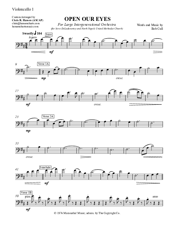 Open Our Eyes Violincello (Chris Hansen)