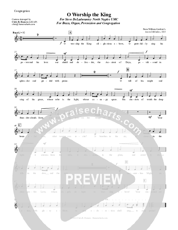 O Worship the King Lead Sheet (Chris Hansen)