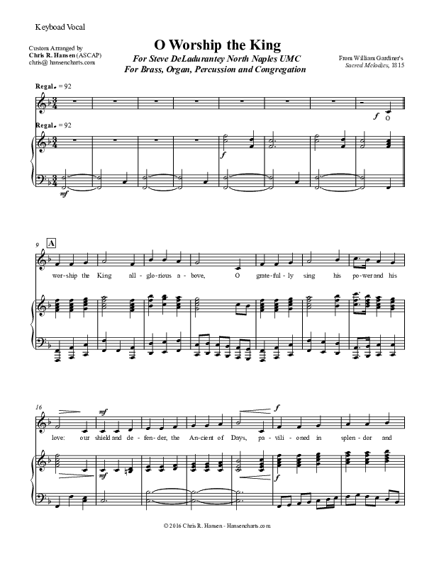 O Worship the King Piano/Vocal (Chris Hansen)